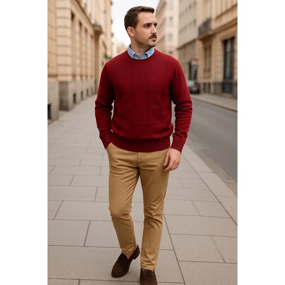 Saddlebred Mens XL Red Cotton Knit Sweater Classic Crewneck Pullover Corpcore - Picture 1 of 6